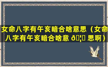 女命八字有午亥暗合啥意思（女命八字有午亥暗合啥意 🦆 思啊）